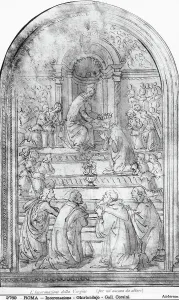 Renaissance Period Europe Drucke: Coronation of the Virgin, study for an altarpiece