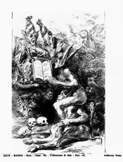 Prado Museum Art Drucke: Devout profession, etching by Goya, in the Prado Museum in Madrid
