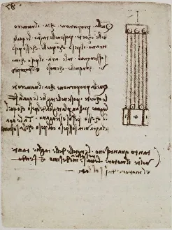 High Renaissance Art Style Drucke: Drawing for a system for balancing weights