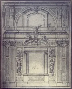 Historic Building Designs Drucke: Drawing by Trabuchi of a facade