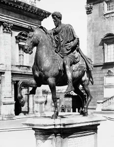 European Ancient Civilization Artifacts Drucke: Equestrian statue of Marcus Aurelius, Campidoglio Square, Rome