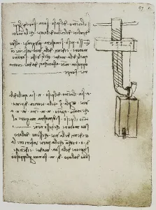 Leonardo Da Vinci Inventions Drucke: Experiments on applying a weight to a screw