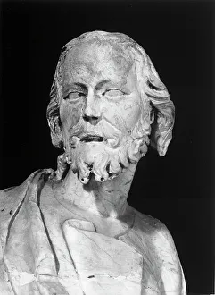 Siena Cathedral Artwork Drucke: Detail of the face of a damaged statue representing an Apostle