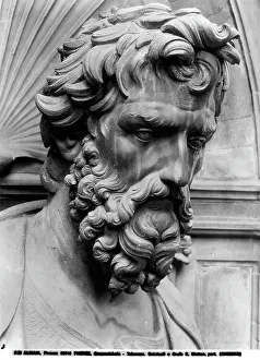 Particolare del volto di San Matteo, aus dem Tabernakel der Arte del Cambio in der Chiesa di Orsanmichele, Florenz