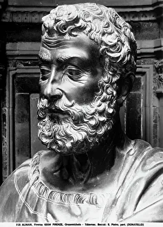 Detail des Gesichts von San Pietro, Tabernakel der Beccai in der Kirche Orsanmichele, Florenz