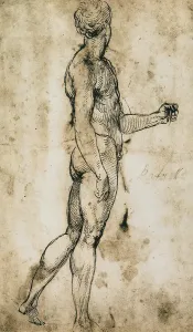Studio für einen nackten Mann gesehen von hinten, nach einem Entwurf von Raffaello, im British Museum in London (Kunstwerke - Zeichnungen)
