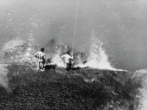 Aerial View Of River Course Drucke: Fishermen