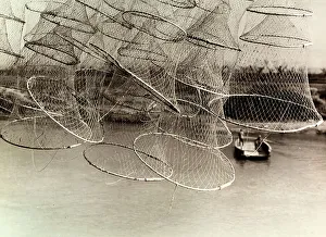 Vintage Fishing Equipment Drucke: Fishing nets
