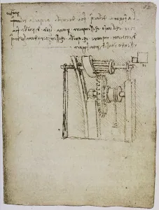 Sistema di ingranaggi; Detail aus dem Codex Forster II, Blatt c.82r