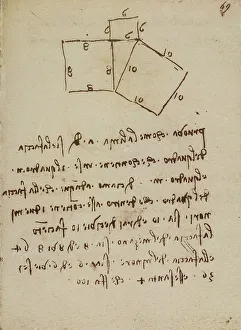Studio di geometria su tre quadrati; scritto appartenente al Codice Forster III, c.69r
