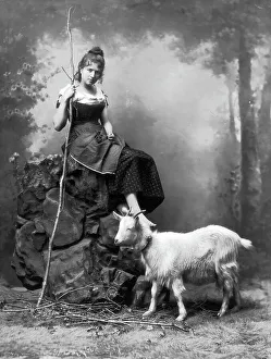 Vertebrate Animal Images Drucke: A goat with his shepherdess