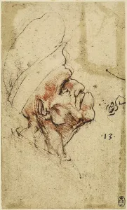 Renaissance Art Styles Drucke: Grotesque profile of a man with hat