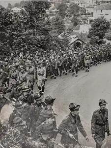 Group of marching alpine