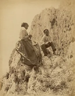 Capri Island Drucke: Two guys on the rocks of Capri