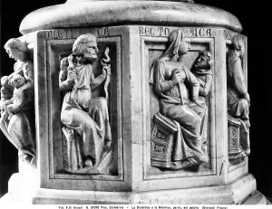 Gothic Sculpture Drucke: High relief representing the Dialectic and the Rhetoric
