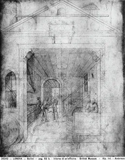 European Renaissance Period Artwork Drucke: Inside a workshop. Drawing by Jacopo Bellini, in the British Museum in London