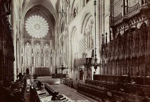 Romanesque Church Architecture Drucke: Interior of the cathedral of Durham
