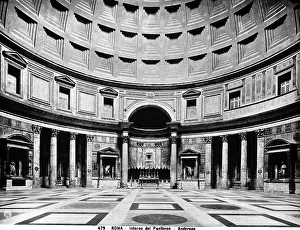 Ancient Roman Sculpture Europe Drucke: Interior of the Pantheon, Rome