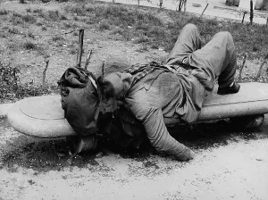 Park Bench Photography Drucke: Man lying on a bench
