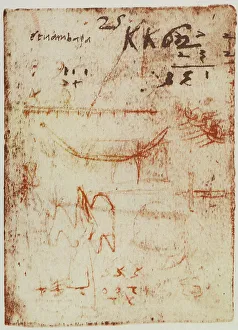 European Renaissance Baroque Styles Drucke: Mathematic calculations and various sketches