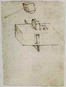 High Renaissance Drawings Drucke: Mechanical design, page from the Codex Forster II