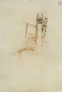 High Renaissance Drawings Drucke: Mechanical device, drawing from the Codex Forster III