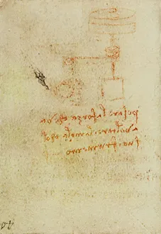 Renaissance Baroque Styles Period Drucke: A millstone, drawing from the Codex Forster III
