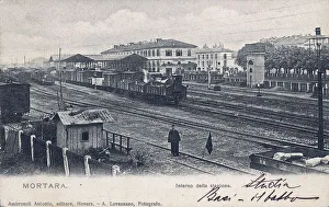 Vintage Railway Transportation Drucke: Mortara train station
