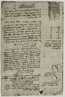 European Renaissance Period Drucke: Notes on construction, written by Leonardo da Vinci