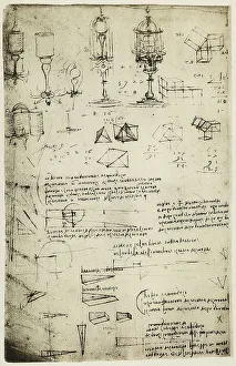 British Museum Artwork Drucke: Notes on physics and geometry, writings by Leonardo da Vinci