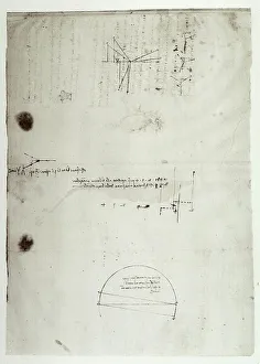 Leonardo da Vincis Notizen zur Physik aus dem Codice Arundel 263, Blatt 33v im British Museum in London