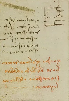 Leonardo da Vincis Skizzen zu verschiedenen Themen; Codice Forster III, c.37v