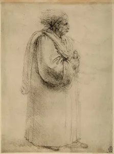 Leonardo Da Vinci Portrait Drucke: Old actor (perhaps the presenter of a comedy)