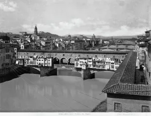 Middle Ages European Landmarks Drucke: The Old Bridge in Florence