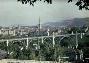 River Transportation Structure Drucke: Panorama of Thun