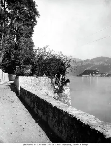Mountainous Lake Scenery Drucke: Panoramic view of Lake Como