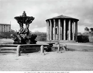 Temple Of Vesta Rome Drucke: Panoramic view of Piazza Bocca dell Verit