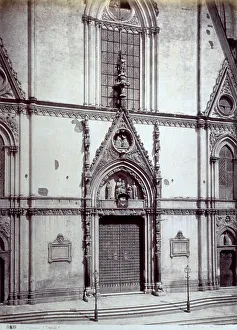 Middle Ages Architecture Europe Drucke: Partial view of the facade of the Cathedral of Naples