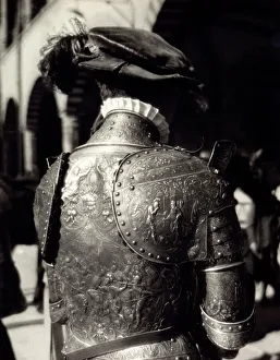 Military Equipment Drucke: A participant in parade armor