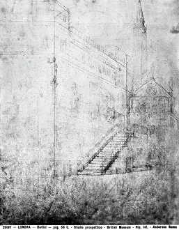 British Museum London Drucke: Perspective study. Drawing by Jacopo Bellini, in the British Museum in London