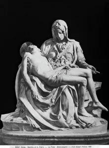 Drucke von Die Pieta aus Marmor von Michelangelo Buonarroti im Petersdom in der Stadt des Heiligen Stuhls Michelangelo Buonarroti Drucke: Sankt Peter-Basilika