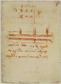 High Renaissance Drawing Techniques Drucke: Plan for a hydraulic system, page from the Codex Forster II