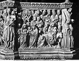 Nicola Pisano Pulpit Drucke: The presentation at the temple and the flight to Egypt