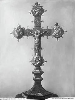 European Renaissance Baroque Style Drucke: Processional cross, work attributed to Pietro Vannini. Muse du Moyen-Age de Cluny, Paris