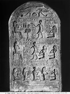 Ancient Egyptian Reliefs Drucke: Rectangular Egyptian stele of the deceased Amoon-ton, in the Museo Archeologico, Florence