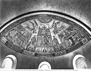 Byzantine Architecture Europe Drucke: The Redeemer enthroned between Saints Gervasio and Protasio
