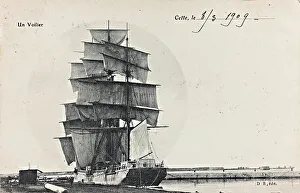 Small Boat Transportation Drucke: Sailing ship in Ste; postcard