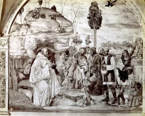 High Renaissance Style Drucke: Saint Benedict teaching the peasants