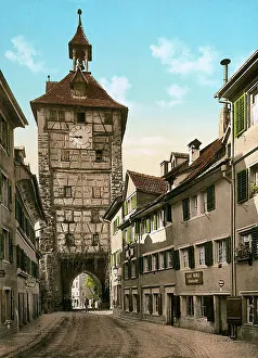 German Renaissance Buildings Drucke: The Schnetzthor (Tower Gate) of Constance, Germany, which leads to Husenstrasse
