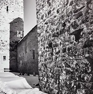 Engadine Landscape Photography Drucke: Shadow of the bell tower